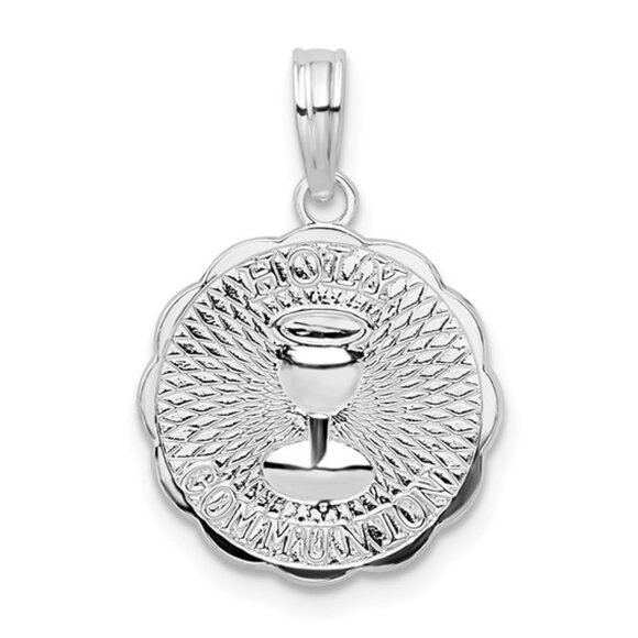 925 Sterling Silver Religious Holy Communion Necklace Charm Pendant Scalloped - Picture 2 of 10